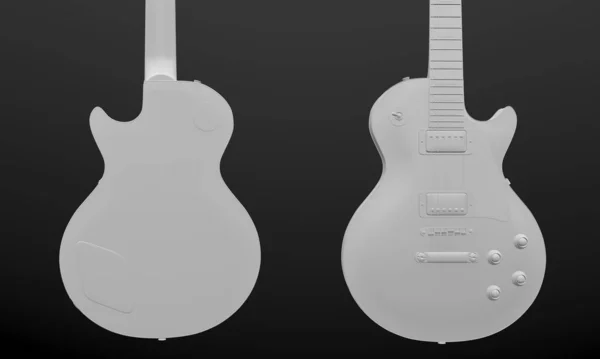 Graue Gitarre Auf Dunklem Hintergrund Illustration Vorder Und Rückseite — Stockfoto