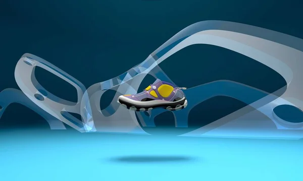 Концепция Обуви Спорт Синий Цвет Фона Современный Дизайн Обложки Иллюстрация — стоковое фото