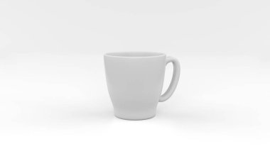 Beyaz arka planda kahve için fincanın basit ve net bir kopyası. 3d illüstrasyon.