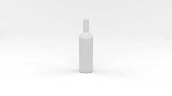 Mockup Elegante Garrafa Vinho Sobre Fundo Branco Ilustração — Fotografia de Stock