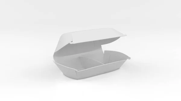 Κενό Μακρύ Φουσκωτό Ανοιχτό Κουτί Μακιγιαρισμένο Πακέτο Απομονωμένο Λευκό Φόντο — Φωτογραφία Αρχείου