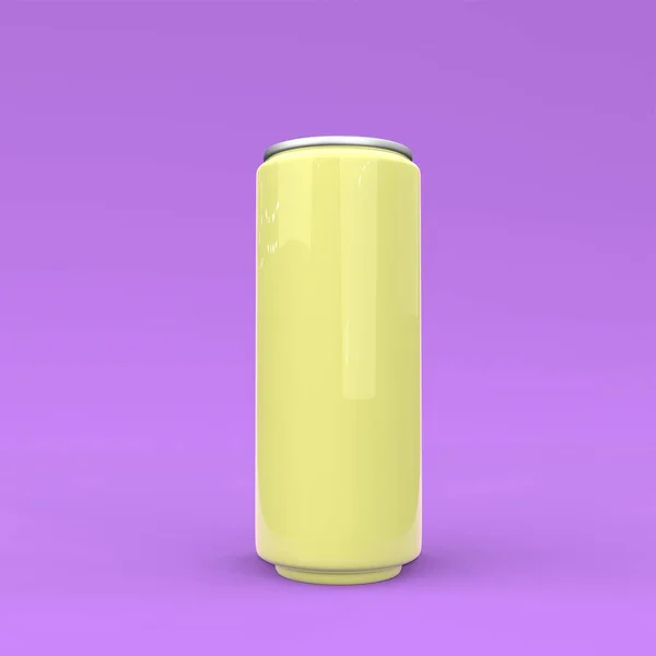 アルミニウム缶 ピンクの背景にモックアップ 3Dイラスト — ストック写真