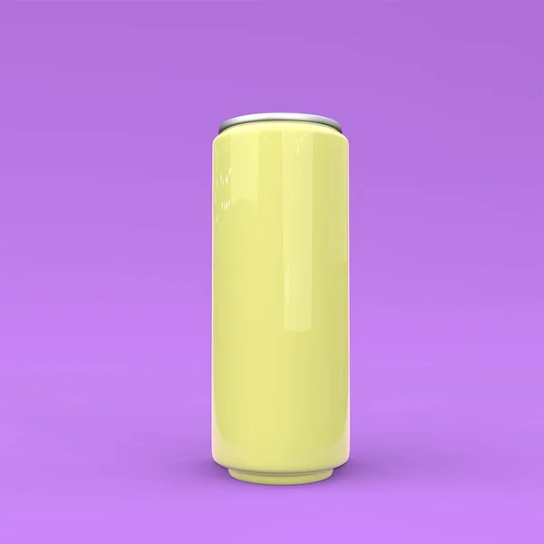 Alüminyum kutu. Pembe arka plan modeli. 3d illüstrasyon.