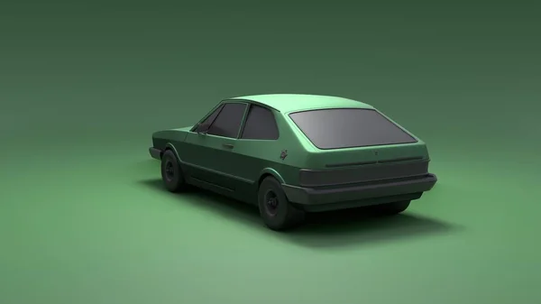 Круто Виглядає Старий Автомобіль Моди Студійний Рендеринг Заднього Виду Зеленому — стокове фото