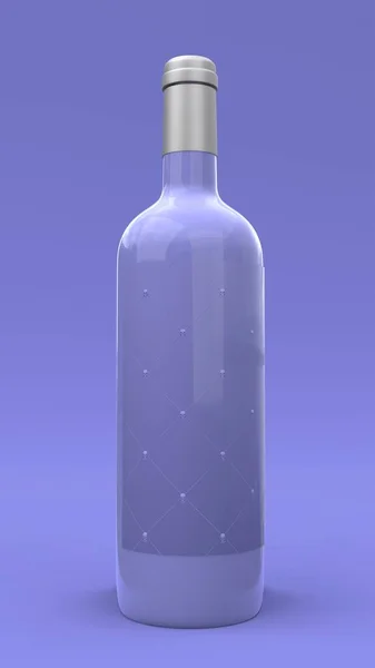 Elegant Vinflaske Med Etikett Blå Bakgrunn Moderne Dekkdesign Illustrasjon – stockfoto