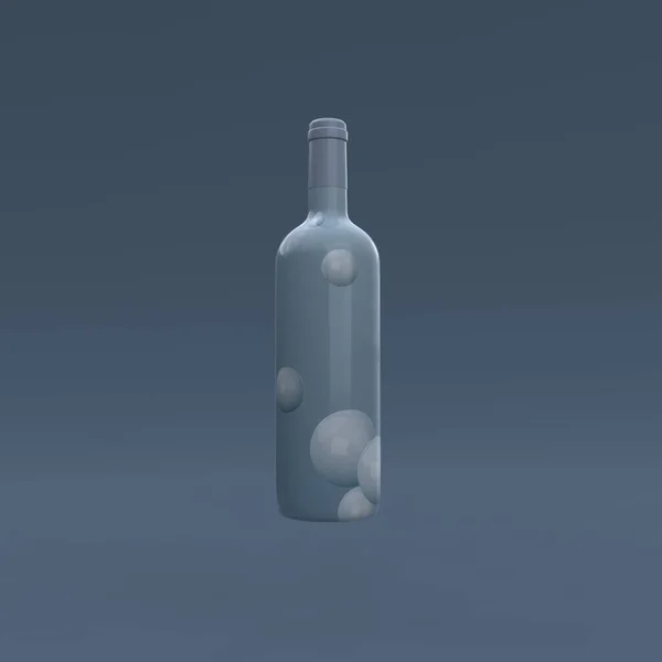 ブルーを基調としたエレガントな高級ワインボトル 現代的なカバーデザイン 3Dイラスト — ストック写真
