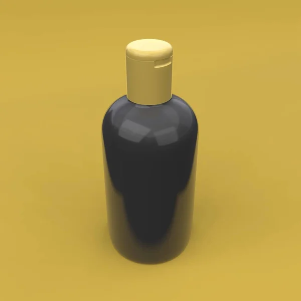 Élégante Bouteille Cosmétique Gros Plan Sur Fond Jaune Design Couverture — Photo