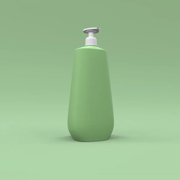 Elegante Primer Plano Botella Cosmética Sobre Fondo Verde Diseño Portada —  Fotos de Stock