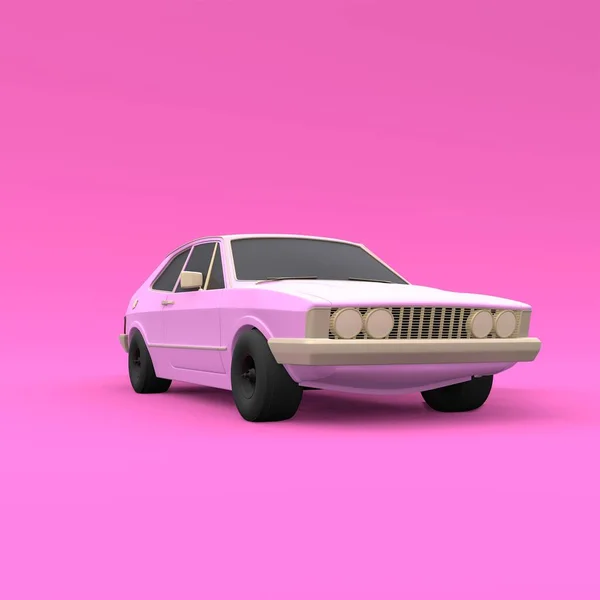 Cool Looking Old Fashion Car Front View Studio Render Pink — Stock Photo, Image