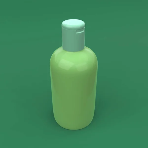 Élégante Bouteille Cosmétique Gros Plan Sur Fond Vert Design Couverture — Photo