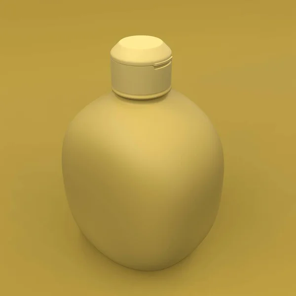 Élégante Bouteille Cosmétique Gros Plan Sur Fond Jaune Design Couverture — Photo