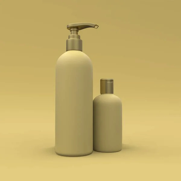 Elegant Kosmetisk Flaska Närbild Grön Bakgrund Modern Omslagsdesign Illustration — Stockfoto