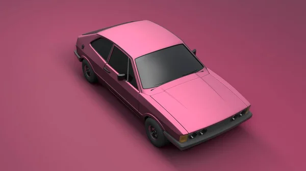 Прикольно Выглядящий Старый Модный Автомобиль Угловой Вид Студии Рендеринга Розовом — стоковое фото