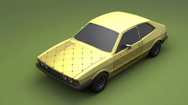 Круто Виглядає Старий Автомобіль Моди Студійне Візуалізація Кутів Зеленому Тлі — стокове фото