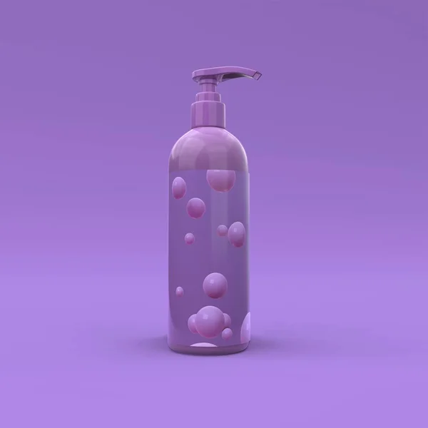 Елегантна Косметична Пляшка Етикеткою Крупним Планом Фіолетовому Фоні Сучасний Дизайн — стокове фото