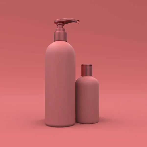 Élégante Bouteille Cosmétique Gros Plan Sur Fond Rouge Design Couverture — Photo