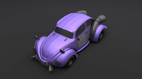 Old fashion concept car, studio render on black background. Car design. 3d illustration.