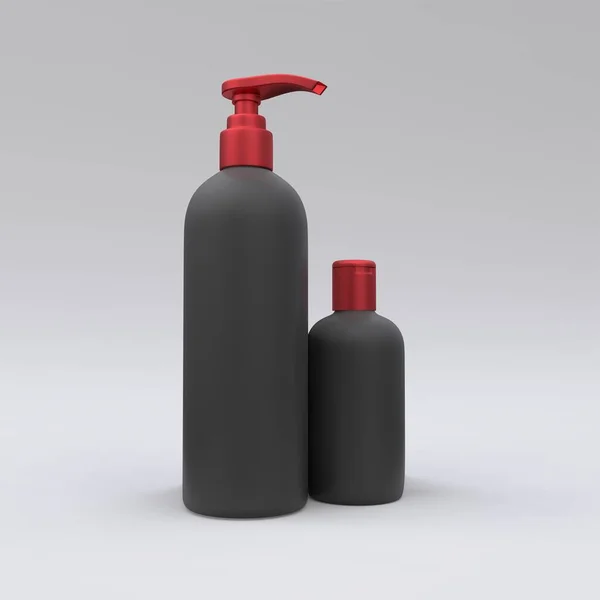 Elegant Kosmetisk Flaska Närbild Vit Bakgrund Modern Omslagsdesign Illustration — Stockfoto