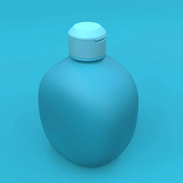 Élégante Bouteille Cosmétique Gros Plan Sur Fond Bleu Design Couverture — Photo