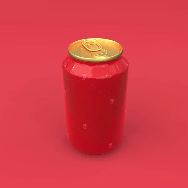 Aluminium Boîte Brillante Sur Fond Rouge Illustration — Photo