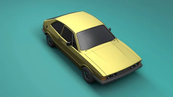 Круто Виглядає Старий Автомобіль Моди Студійне Візуалізація Кутів Зеленому Тлі — стокове фото