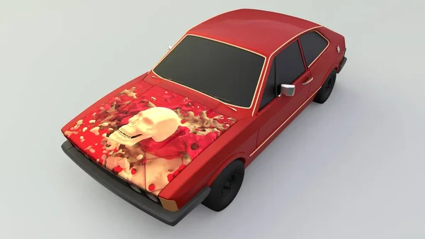 Прикольно Выглядящий Старый Модный Автомобиль Угловой Вид Студии Рендеринга Белом — стоковое фото