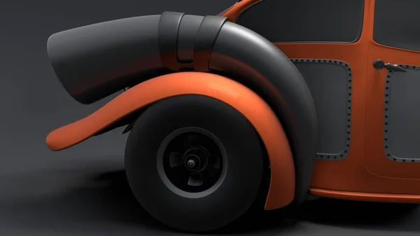 Μέρος Του Παλιού Fashion Concept Car Studio Render Μαύρο Φόντο — Φωτογραφία Αρχείου