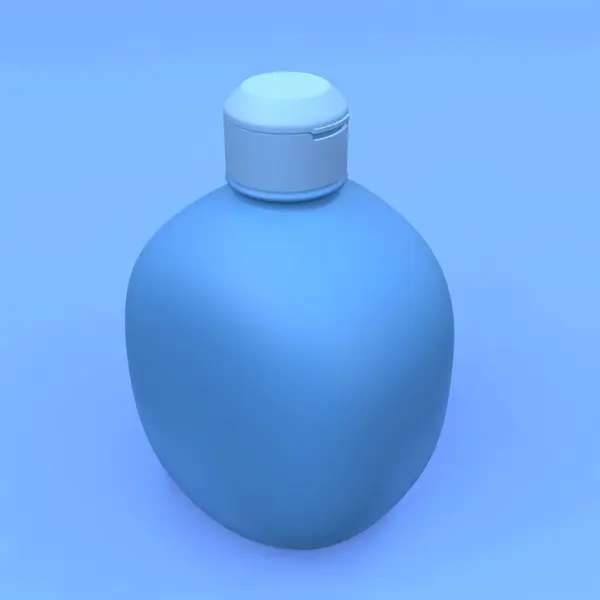Elegante Primer Plano Botella Cosmética Sobre Fondo Azul Diseño Portada —  Fotos de Stock