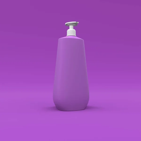 Elegante Primer Plano Botella Cosmética Sobre Fondo Violeta Diseño Portada —  Fotos de Stock