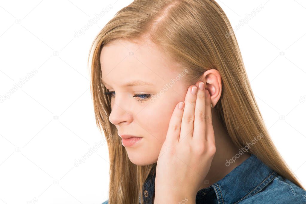 Girl holds hand on your ear