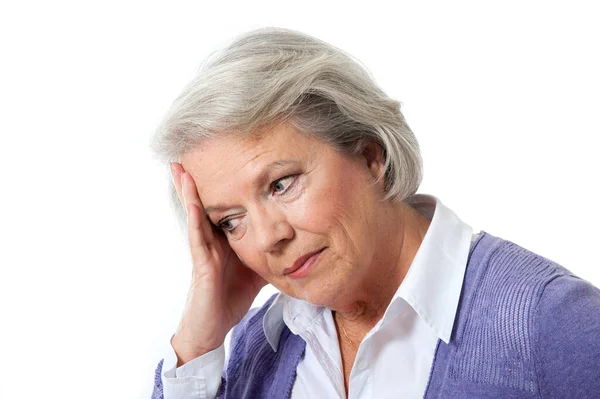 Elderly Woman Has Headache — Stock Photo, Image