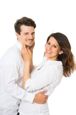 Beyaz tenli mutlu genç çift