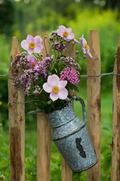 Flower Bouquet Garden Fence Stock Photo