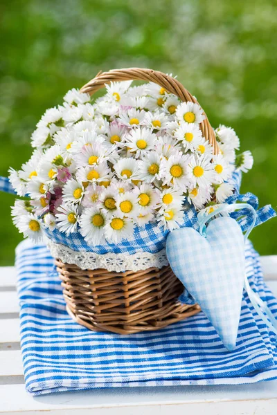 Viele Gänseblümchen Einem Korb — Stockfoto