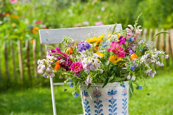 Colorful wild flower bouquet in a garden