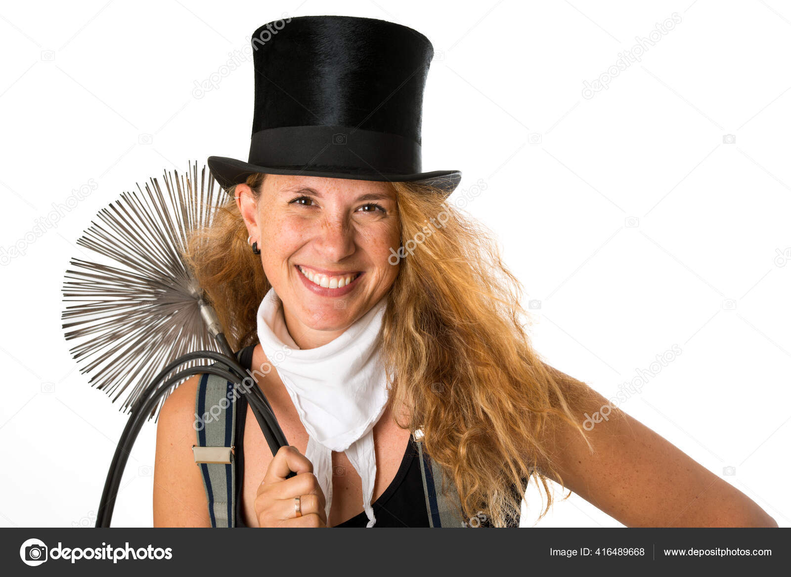 Sexy Chimney Sweeper Isolated White Stock Photo Image By C Judithdz 416489668