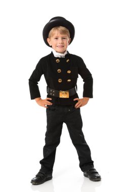 Beyaz baca temizleyicisi çocuk.