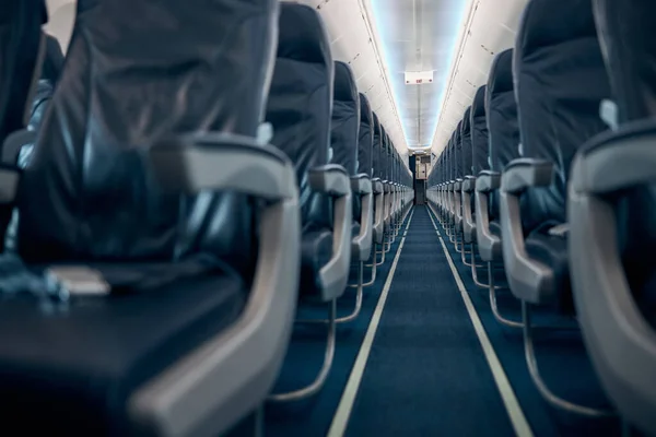 Řady obchodních sedadel v kabině letadla — Stock fotografie