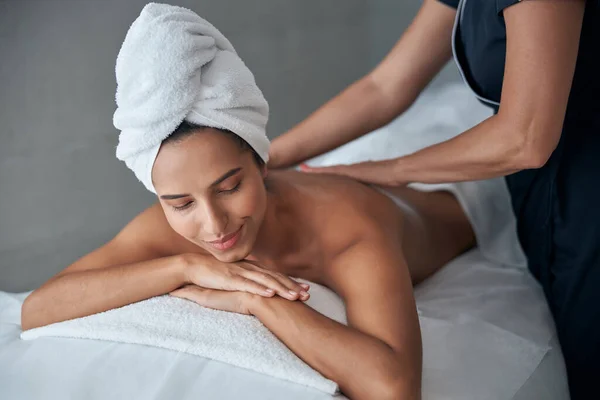 Close Up Of Hands Of Masseuse Holding Textile Massage Spa Equipment. Stock  Photo, Picture and Royalty Free Image. Image 46915482.