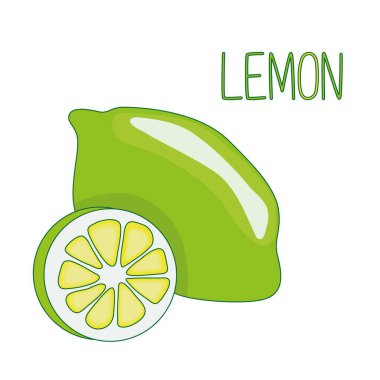 Taze limon meyveleri, vektör çizimleri koleksiyonu