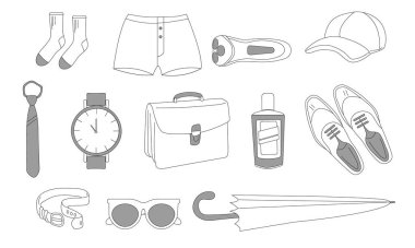 Farklı kişisel aksesuarların vektör çizimi