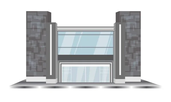 ガラス正面の灰色のモダンなオフィスビル — ストックベクタ