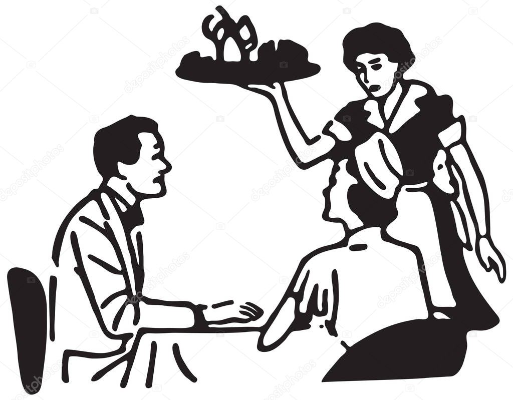Waitress Serving Couple