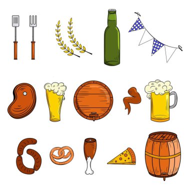 Oktoberfest element koleksiyonu karalama içinde ayarlandı