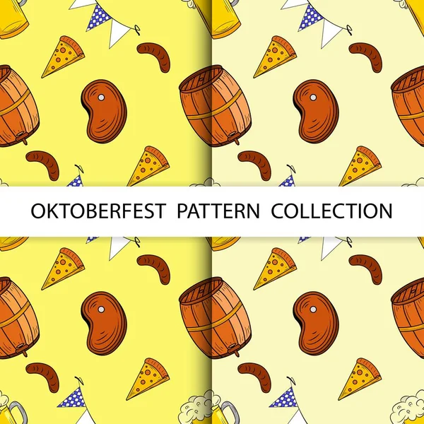 Collezione Patterna Seamless Oktoberfest — Vettoriale Stock