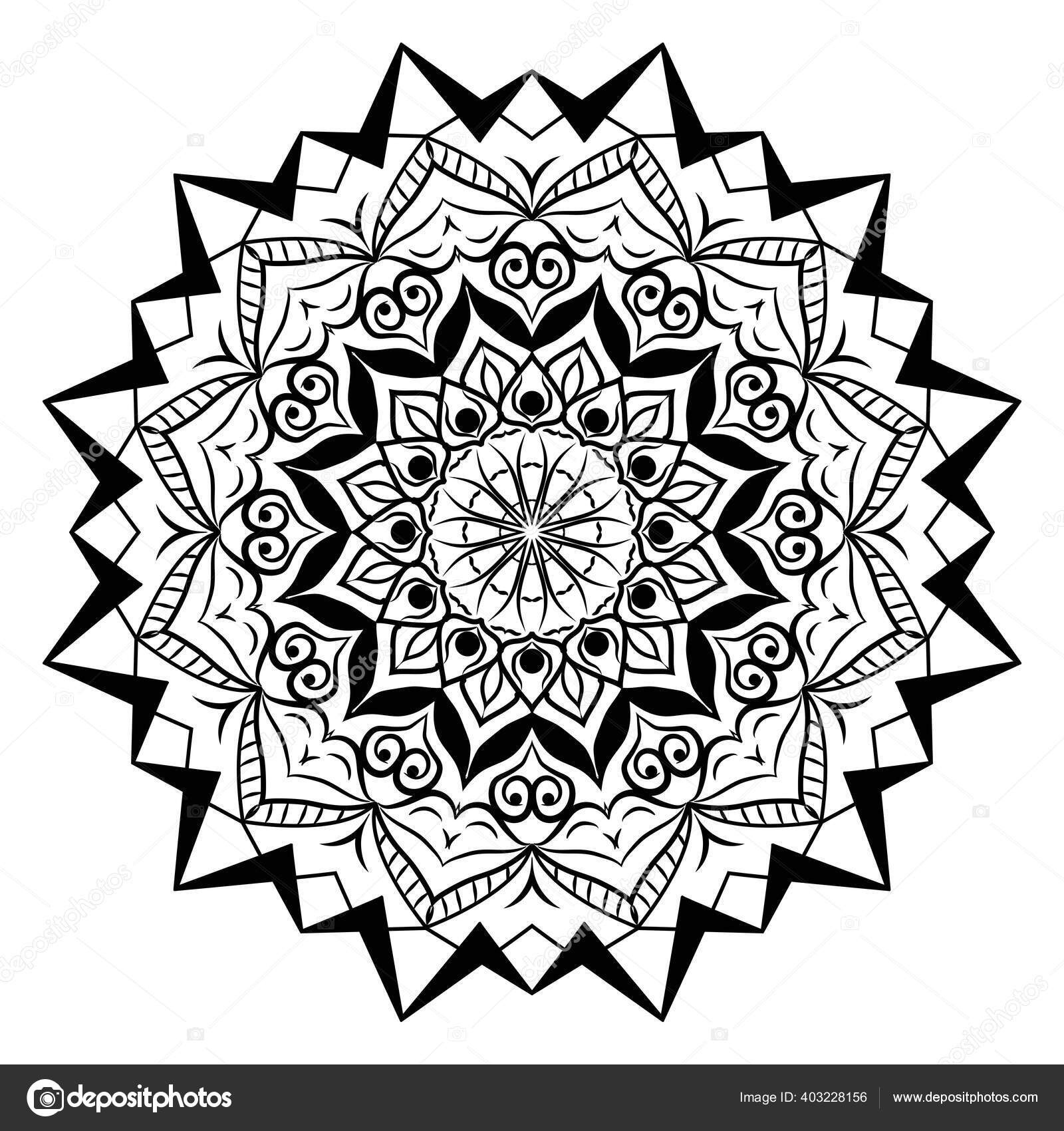 Simple mandala design for coloring. Vector floral mandala. Geometric  ornamental mandalas Stock Vector