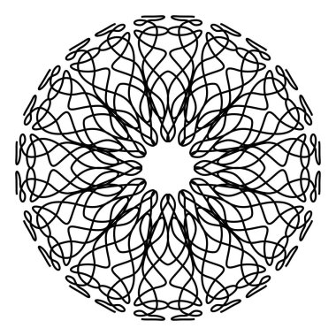 Geometrik mandalalar. Boyama kitabı sayfası. Zigzag süsü. Tasarım için yuvarlak element. Dekoratif süs. Dövme için çizim. Etnik Fraktal Mandala. Grafik ögesi.