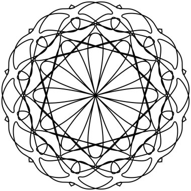 Geometrik mandalalar. Boyama kitabı sayfası. Zigzag süsü. Tasarım için yuvarlak element. Dekoratif süs. Dövme için çizim. Etnik Fraktal Mandala. Grafik ögesi.