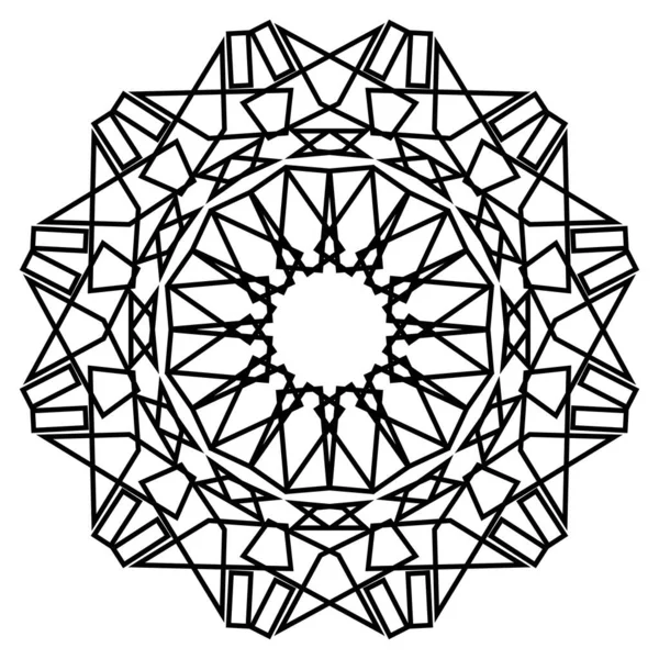 几何曼德勒 给书页着色Zigzag装饰品 设计中的圆形元素 装饰装饰品 纹身的素描 种族分形曼达拉 图形元素 — 图库照片