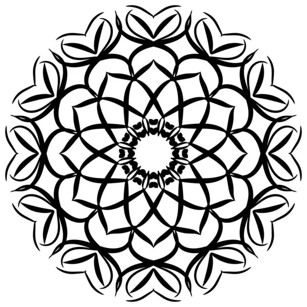 曼荼羅の装飾芸術は簡単です モロッコ インド イスラム 中国のポスト ネパールまたはアラビアスタイルの黒と白のラウンド民族パターン 装飾品だ 全角曼荼羅 — ストック写真